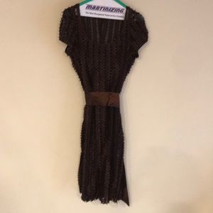 Sassy chocolate frilly textured cocktail dress.